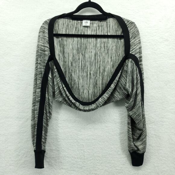Cabi Horizontal Shrug Sweater Women Medium Heather Gray Knit Stretch Long Sleeve - Picture 1 of 7